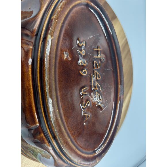 Vintage Haeger Pottery Oval Baking Dish Brown Green Drip Glaze 12" USA Marked - Picture 8 of 13